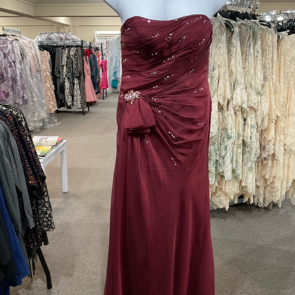 Cameron Blake by Mon Cheri gown, size 12, burgundy
